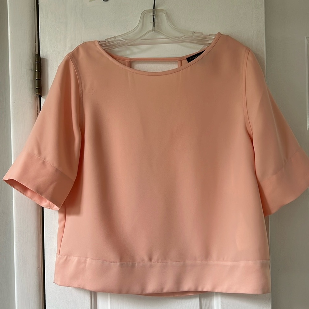 Banana Republic, peach, short sleeve blouse, size, medium